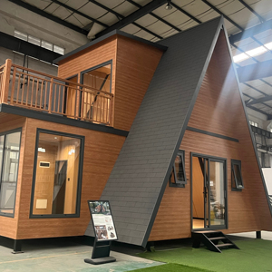 Prefab A Frame House Light Steel Structure 2 Storey Glamping Cabin Custom Holiday Villa