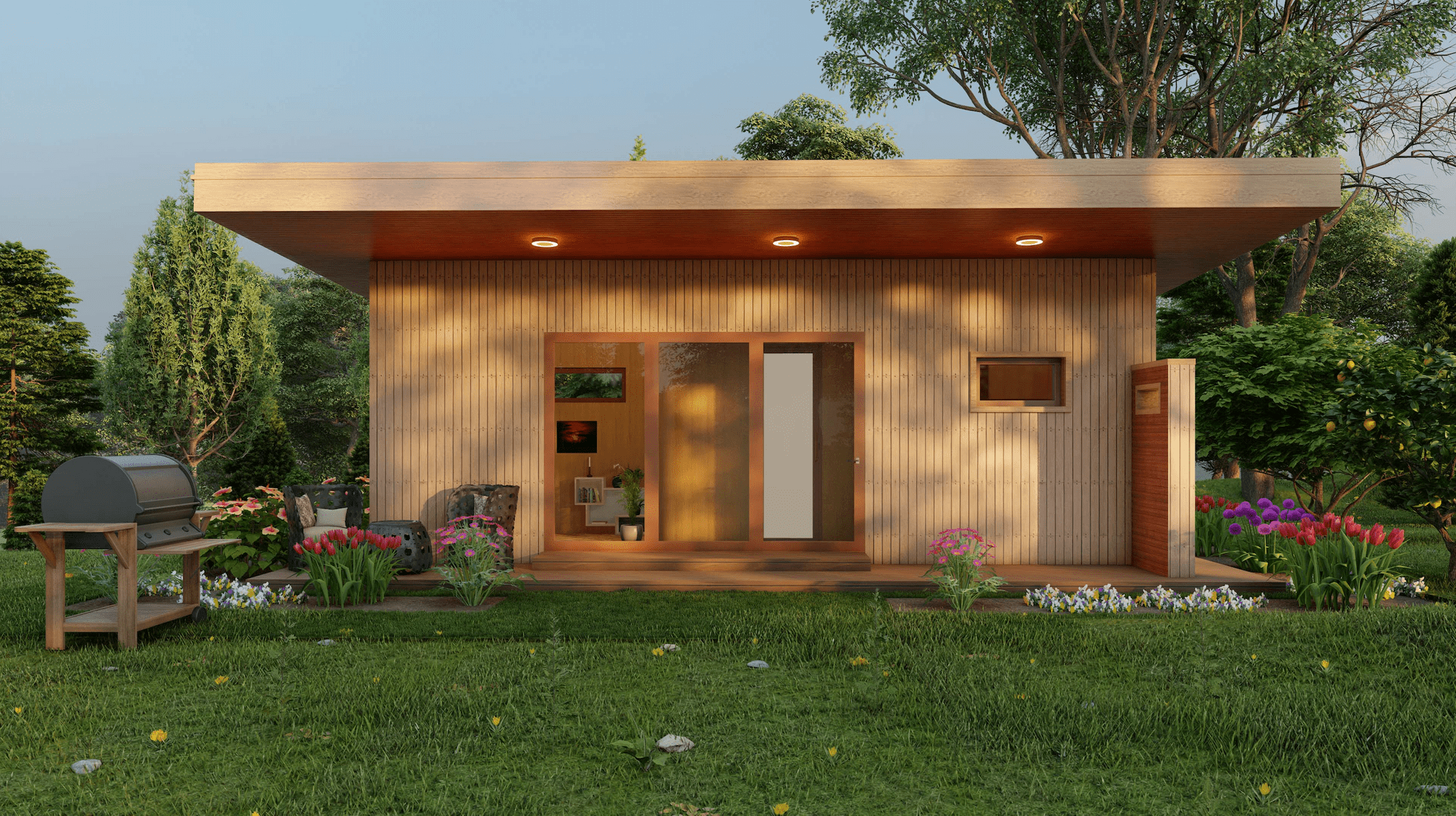 Modular sauna interior layout scheme