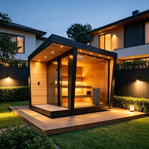 Prefabricated Full Large Glass Wall Custom Built Outdoor Sauna