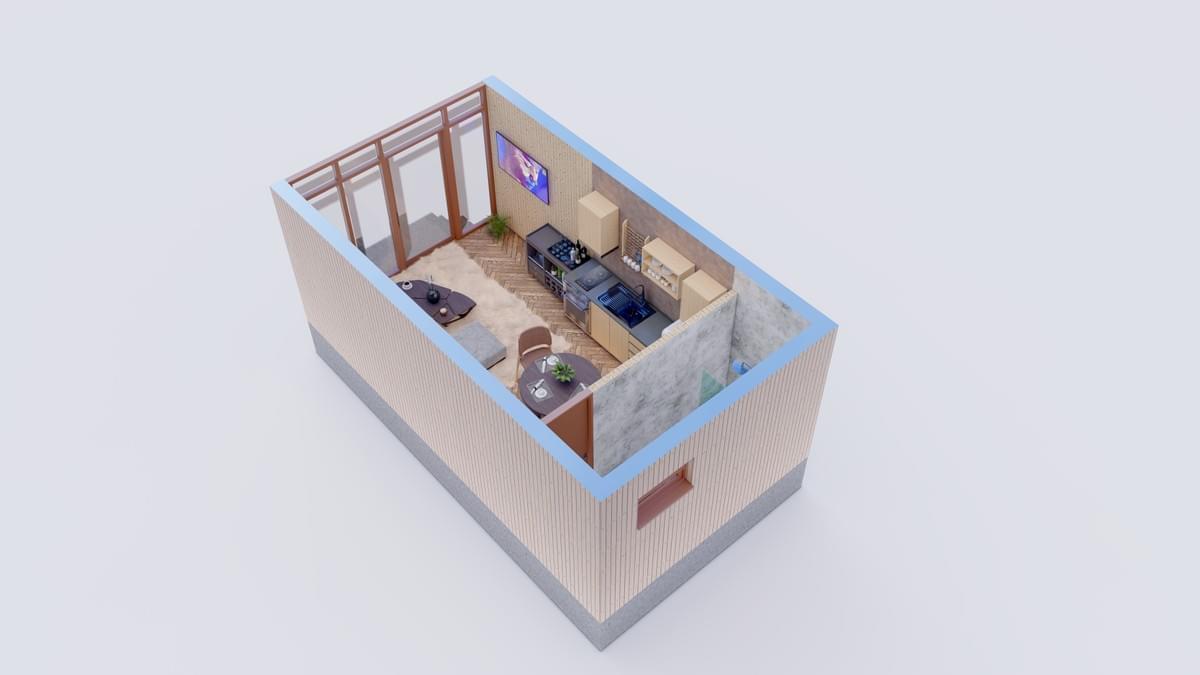 Modular House 1 Finished Interior Lighting and Flooring