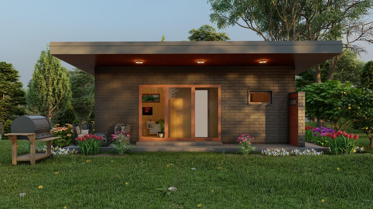 Panorama glass window facade render