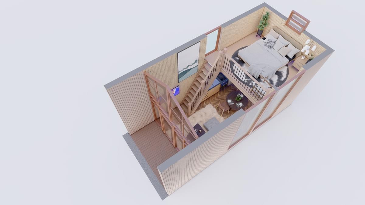Modular House 2 3D Model Lighting Presentation